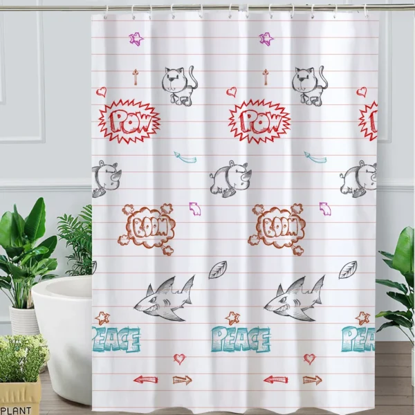 Hai Zhi Dian Polyester Shower Curtain #YD062