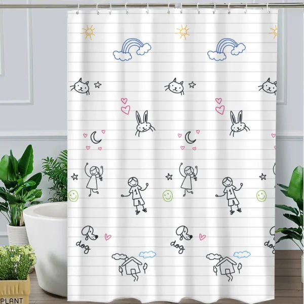 Hai Zhi Dian Polyester Shower Curtain #YD080